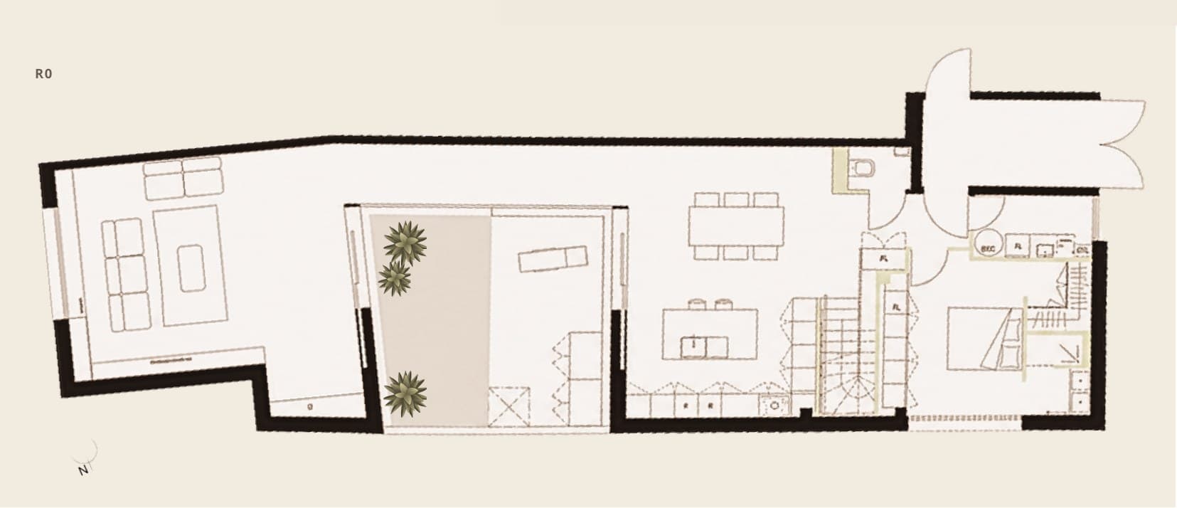 Plan du rez-de-chaussée du loft Lehen.