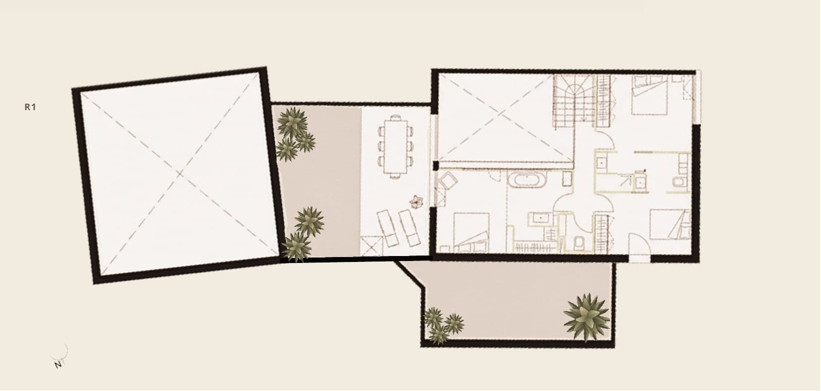 Plan de l'étage du loft Hirugarren.