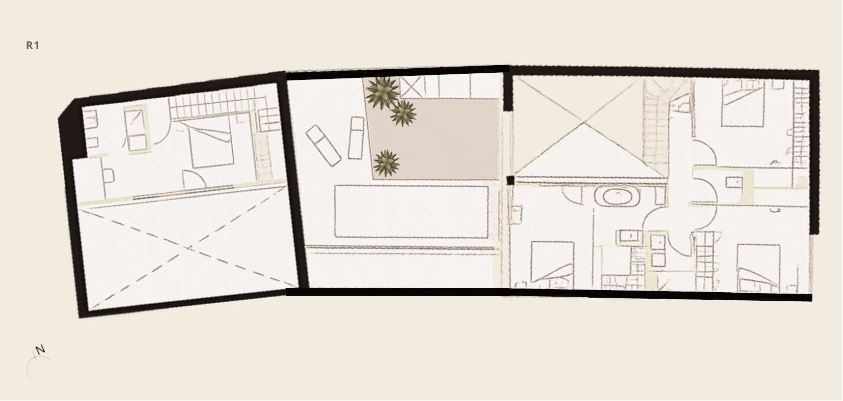 Plan de l'étage du loft Laugarren.